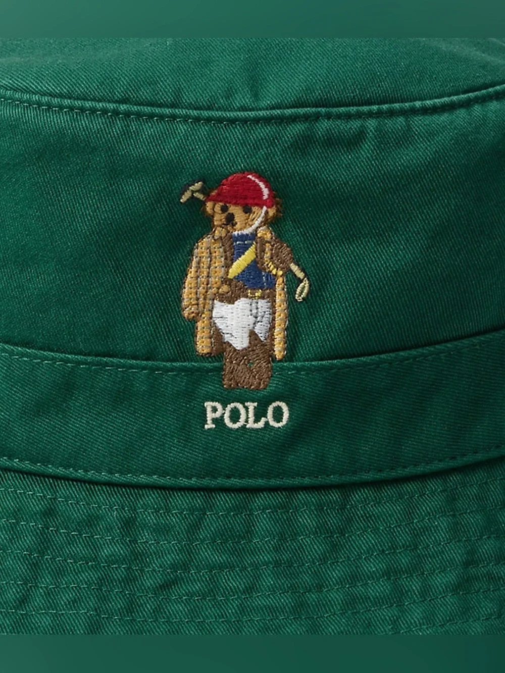 NWT Polo Ralph Lauren Green EQUESTRIAN POLO PLAYER BEAR Cotton Twill Bucket Hat